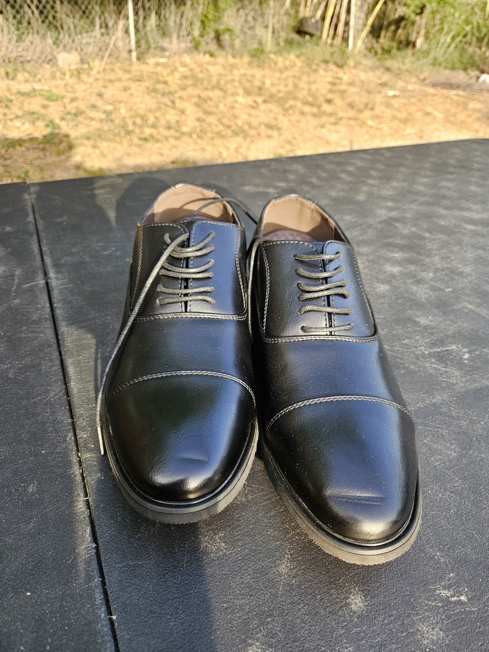 Classic Black Cap-Toe Men's Dress Shoes